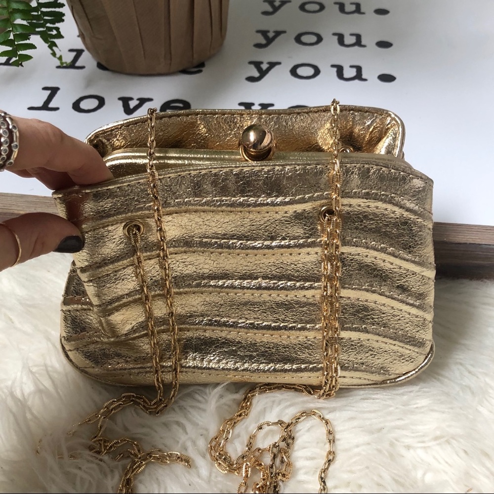 Zara gold leather bag Cris body bag